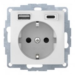   BERKER 48048989 SCHUKO aljzat S/B | USB A/C, 3,0 A | poláris fehér fényes