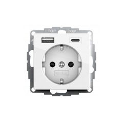   GIRA 245903 SCHUKO aljzatrendszer 55 | USB-A/C, érintésvédelem | tiszta fehér fényes